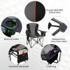 Folding Camping Chair Portable Padded Oversized Chairs with Cup Holders - Black