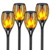 Solar Torch Lights; 48" Height Larger Solar Torches with Flickering Flames Outdoor Garden Indoor Decor - 4 Pack - black - Big(4 Pack)