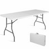 6' Folding Table Portable Plastic Indoor Outdoor Picnic Party Dining Camp Tables - White - Powder Coated steel Frame & HDPE Table Top