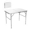 Patio Folding Camping Table Aluminum Adjustable Portable Outdoor Indoor - White - Aluminum