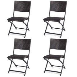 4 pcs Patio Folding Back Rattan Camping Garden Chair - HW59993