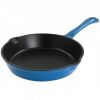 MegaChef Enameled Round 8 Inch PreSeasoned Cast Iron Frying Pan - Turquoise