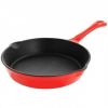 MegaChef Enameled Round 8 Inch PreSeasoned Cast Iron Frying Pan - Red