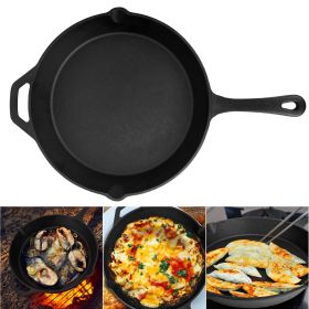 Pre-Seasoned Cast Iron Skillet Oven Safe Cookware Heat-Resistant Holder 12inch Large Frying Pan - Black