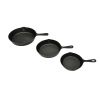 Set of 3 BBQ Steak Pans Cast Iron - Black