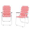 2pcs Folding Beach Chair, Steel Tube, PP Webbing, Bearing 120kg, Outdoor, Camping, BBQ, Beach, Travel, Picnic, Festival RT - Red & White Strip