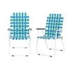 2pcs Folding Beach Chair, Steel Tube, PP Webbing, Bearing 120kg, Outdoor, Camping, BBQ, Beach, Travel, Picnic, Festival RT - Blue Strip