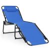 Foldable Recline Lounge Chair with Adjustable Backrest and Footrest - Blue