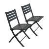 Outdoor Folding Chair Set of 2 All Weather Aluminum Patio Chairs - grey