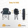 Folding Camping Chair Portable Padded Oversized Chairs with Cup Holders - Green