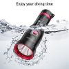 Rechargeable Diver Light LED Underwater Torch Lamp Waterproof Dive Lamp - Black - Diver flashlight