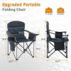 Folding Camping Chair Portable Padded Oversized Chairs with Cup Holders - Green