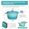 Enameled Cast Iron Dutch Oven Casserole Dish 6.5 Quart Large Ring; 16.45 lbs Wide; Round - blue