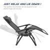 Large Size Outdoor Patio Folding Zero Gravity Lounge Chair,Camp Reclining Chair with Pillow and cup holder for Poolside,Backyard Lawn and Beach,Black-