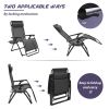 Large Size Outdoor Patio Folding Zero Gravity Lounge Chair,Camp Reclining Chair with Pillow and cup holder for Poolside,Backyard Lawn and Beach,Black-