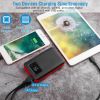 10000mAh Portable Power Bank External Battery Pack Charger Dual USB Charge Ports with LCD Display Flashlight Type C Micro USB Lightning Input Ports -