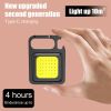 Mini Portable Flashlight Rechargeable Glare COB Keychain Light LED Work Light USB Charge Emergency Lamps Outdoor Camping Light - With holder