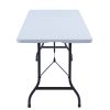 6 Ft Portable Folding Table;  Fold-in-Half Plastic Card Table Dinging Table for Camping;  Picnic;  Kitchen or Outdoor Party Wedding Event - White