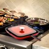 Elegant Hosehold Kitchen Square Enamel Cast Iron Grill Pan  - Red - 11 In