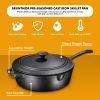 Enameled Silicone Oil Cast Iron 12 Inch Skillet Deep Saut Pan 5 Quart Jumbo Cooker - Turquoise - Cast Iron