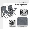 Portable Folding Picnic Double Chair With Umbrella - Gray