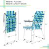 2pcs Folding Beach Chair, Steel Tube, PP Webbing, Bearing 120kg, Outdoor, Camping, BBQ, Beach, Travel, Picnic, Festival RT - Blue Strip