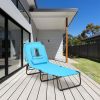 Folding Chaise Lounge Chair Adjustable Outdoor Patio Beach Camping Recliner Turquoise - Turquoise - Oxford Cloth + Iron Pipe