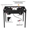 Double Burner Gas Propane Cooker Outdoor Camping Picnic Stove Stand BBQ Grill - Black - Cast iron