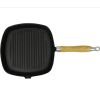 Cast Iron Grill Pan BBQ Skillet Wooden Handle - 50125