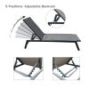 Outdoor 2-Pcs Set Chaise Lounge Chairs, Five-Position Adjustable Aluminum Recliner, All Weather For Patio, Beach, Yard, Pool RT - Dark Gray