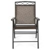 Set of 2 Patio Folding Chairs Sling Portable Dining Chair Set with Armrest - Black