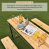 3 Pieces Folding Wooden Picnic Table Bench Set - Black (iron frame)