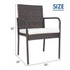 Trendy And Pratical Outdoor Patio Rattan Dining Chairs Cushioned Sofa 4 Pcs Set - Brown - rattan + steel + polyester fabric