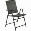 Outdoor Beach & Garden Lawn Chairs Set Of 4 Rattan Utility Folding Chair - Brown - Rattan and steel