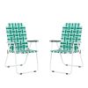 2pcs Folding Beach Chair, Steel Tube, PP Webbing, Bearing 120kg, Outdoor, Camping, BBQ, Beach, Travel, Picnic, Festival RT - light green strip