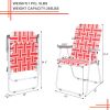 2pcs Folding Beach Chair, Steel Tube, PP Webbing, Bearing 120kg, Outdoor, Camping, BBQ, Beach, Travel, Picnic, Festival RT - Red & White Strip