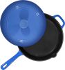 Enameled Cast Iron Skillet Deep Saut Pan with Lid; 12 Inch; Duke Blue; Superior Heat Retention - blue - Cast Iron