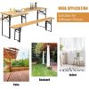 3 Pieces Folding Wooden Picnic Table Bench Set - Black (iron frame)