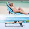 Folding Chaise Lounge Chair Adjustable Outdoor Patio Beach Camping Recliner Turquoise - Turquoise - Oxford Cloth + Iron Pipe