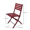 Outdoor Folding Chair Set of 2 All Weather Aluminum Patio Chairs - Red