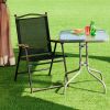 Set of 2 Patio Folding Sling Chairs Camping Deck Garden Beach Black - Black - Textiles, steel and plastics