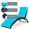 Folding Patio Rattan Lounge Chair Chaise Cushioned Portable Garden Turquoise - Turquoise - PE rattan, steel