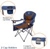 Outdoor Reclining Camping Chair 3 Position Folding Lawn Chair Supports 350 lbs - Blue & Brown