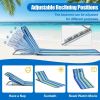 Outddoor Adjustable 3-Piece Beach Lounge Chair Mat Set - Stripe - Lounge Chairs