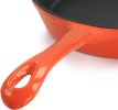 MegaChef Enameled Round 8 Inch PreSeasoned Cast Iron Frying Pan - Orange