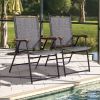 Set of 2 Patio Folding Sling Back Camping Deck Chairs - Gray