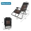 Folding Rattan Patio Zero Gravity Lounge Chair Recliner w/ Headrest - as pic - Steel + Rattan