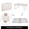 US Stock Home Use Aluminum Alloy Portable Folding Table White Outdoor Picnic Camping Dining Party Indoor RT - 90x60x70cm