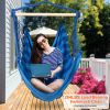 Hammock Hanging Chair Canvas Porch Patio Swing Seat Portable Camping Rope Seat - Blue