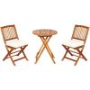 3 Pieces Patio Folding Wooden Bistro Set Cushioned Chair - White